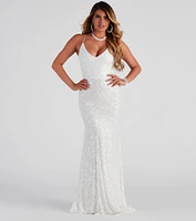 Natalie Sequin A-Line Formal Dress