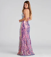 Kazia Formal Lace Up Sequin Dress
