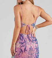 Kazia Formal Lace Up Sequin Dress
