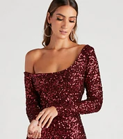 Wendy Sequin Off The Shoulder Dress