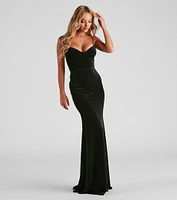 Krissy Formal Glitter Velvet Mermaid Dress