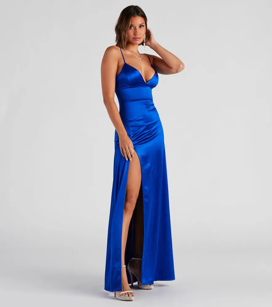 Windsor Carmen High-Slit Satin Formal Dress