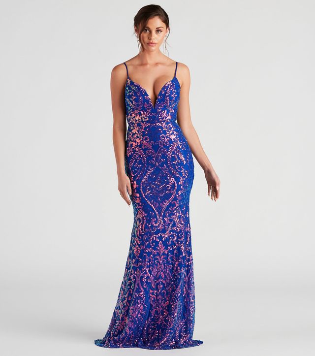 Taisia Formal Sequin Scroll Dress