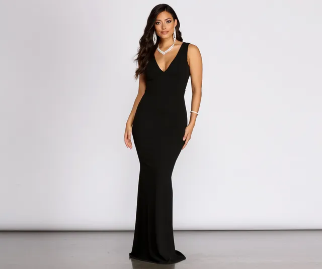 Miriam Rhinestone Plunging Halter Mermaid Dress