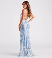 Camilla Formal Sequin Lace-Up Mermaid Dress