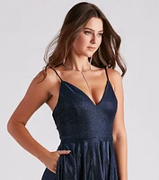 Kimora Formal Woven Glitter A-Line Dress