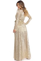 Nerissa Metallic Wrap Evening Dress