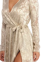 Nerissa Metallic Wrap Evening Dress