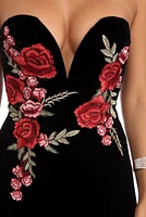 Francesca Velvet Rose Applique Dress