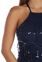 Kiley Sequin Lace Up Back Dress