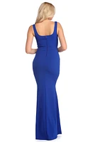 Melina Pleated Crepe Mermaid Dress