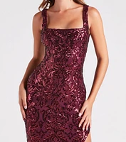 Jolena Formal Sequin Side Slit Dress