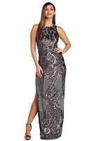 Sarai  Sleeveless Sequin Scroll Dress