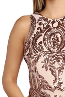 Sarai  Sleeveless Sequin Scroll Dress