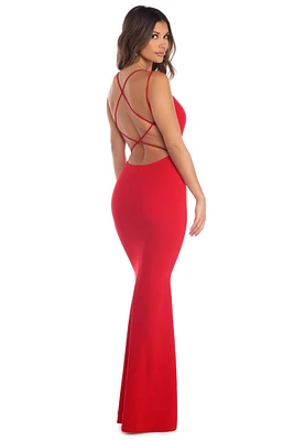 Amy Crepe Open Lattice Back Dress