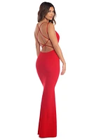 Amy Crepe Open Lattice Back Dress