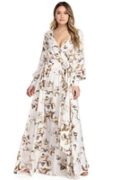 Makayla Floral Chiffon Wrap Dress