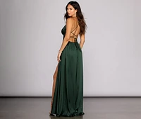 Vera Satin Lace Up Formal Dress