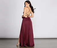 Vera Satin Lace Up Formal Dress