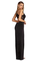 Valeria Formal Open Back Lurex Dress
