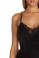 Valeria Formal Open Back Lurex Dress