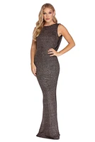 Janelle Glitter Bow Back Formal Dress