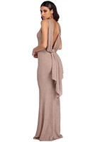 Janelle Glitter Bow Back Formal Dress
