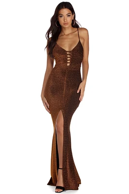 Saylor Formal Metallic Lurex Dress