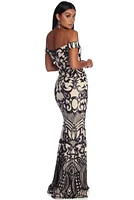 Monica Sequin Scroll Formal Dress