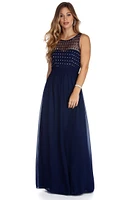 Deanne Formal Heat Stone Chiffon Dress