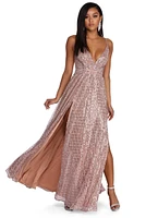 Rosealina Formal Metallic Double Slit Dress