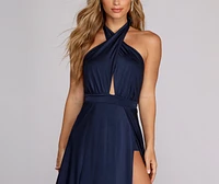 Rhonda Formal Plunging Halter Dress