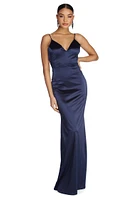 Aria Formal Satin Ruched Dress