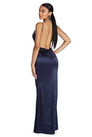 Aria Formal Satin Ruched Dress