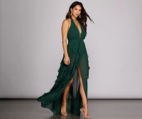 Delena Formal Chiffon Tendril Dress