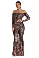 Sherrie Formal Sequin Scroll Dress