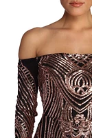 Sherrie Formal Sequin Scroll Dress