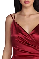 Skyla Formal High Slit Satin Dress