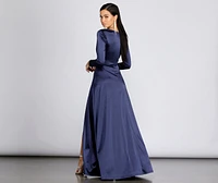 Cynthia Satin Slit Formal Dress