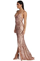 Charice Flared Geometric Sequin Dress