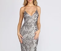 Thalia Formal High Slit Sequin Dress