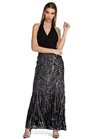 Whitney Formal Sequin Halter Dress