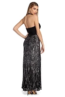 Whitney Formal Sequin Halter Dress