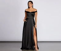 Ophelia Formal High Slit Satin Dress