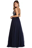 Jewel Formal Beaded Chiffon Dress