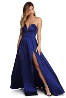 Kayla Formal High Slit Taffeta Dress