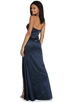 Patricia High Slit Satin Dress