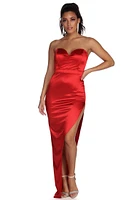 Amaya Strapless Sweetheart Satin Dress