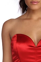 Amaya Strapless Sweetheart Satin Dress