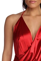 Amelia Ruched Satin Dress